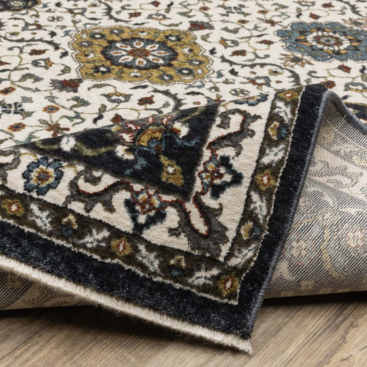 Oriental Weavers Vivian VI04D Ivory Navy Area Rug Wave