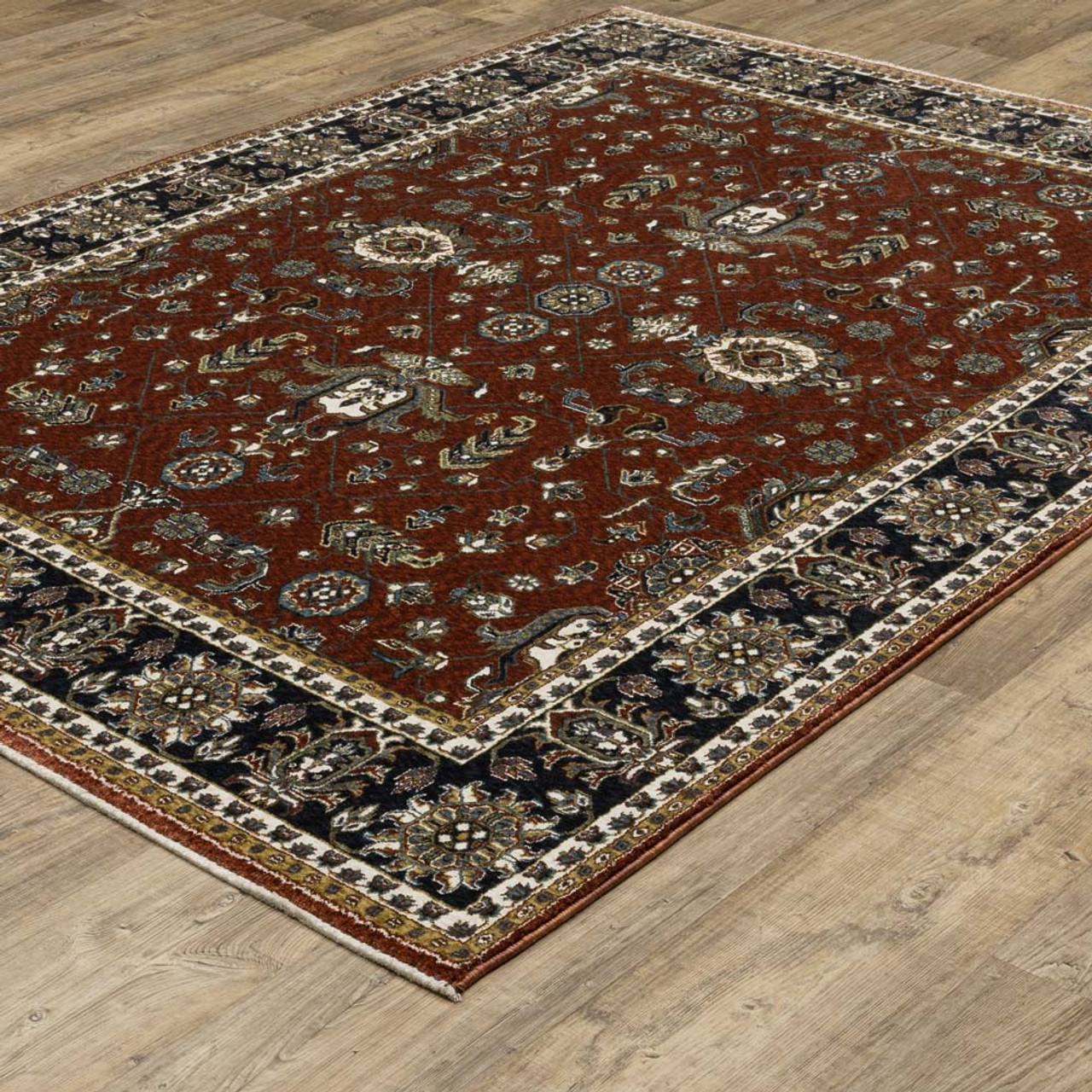 Oriental Weavers Vivian VI05X Red Navy Area Rug Angle