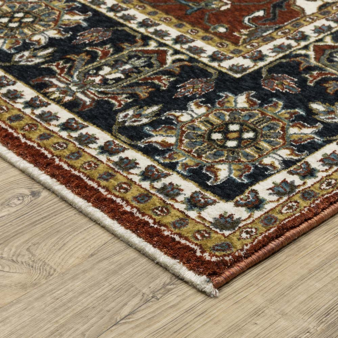 Oriental Weavers Vivian VI05X Red Navy Area Rug Corner