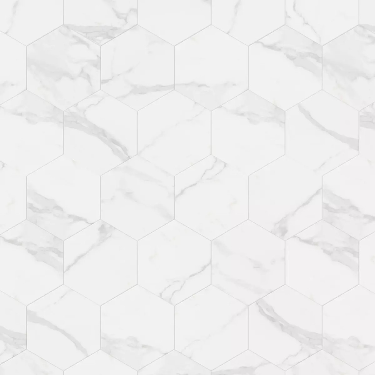 Massa Carrara White 9" X 10" Hexagon Porcelain Tile Gallery