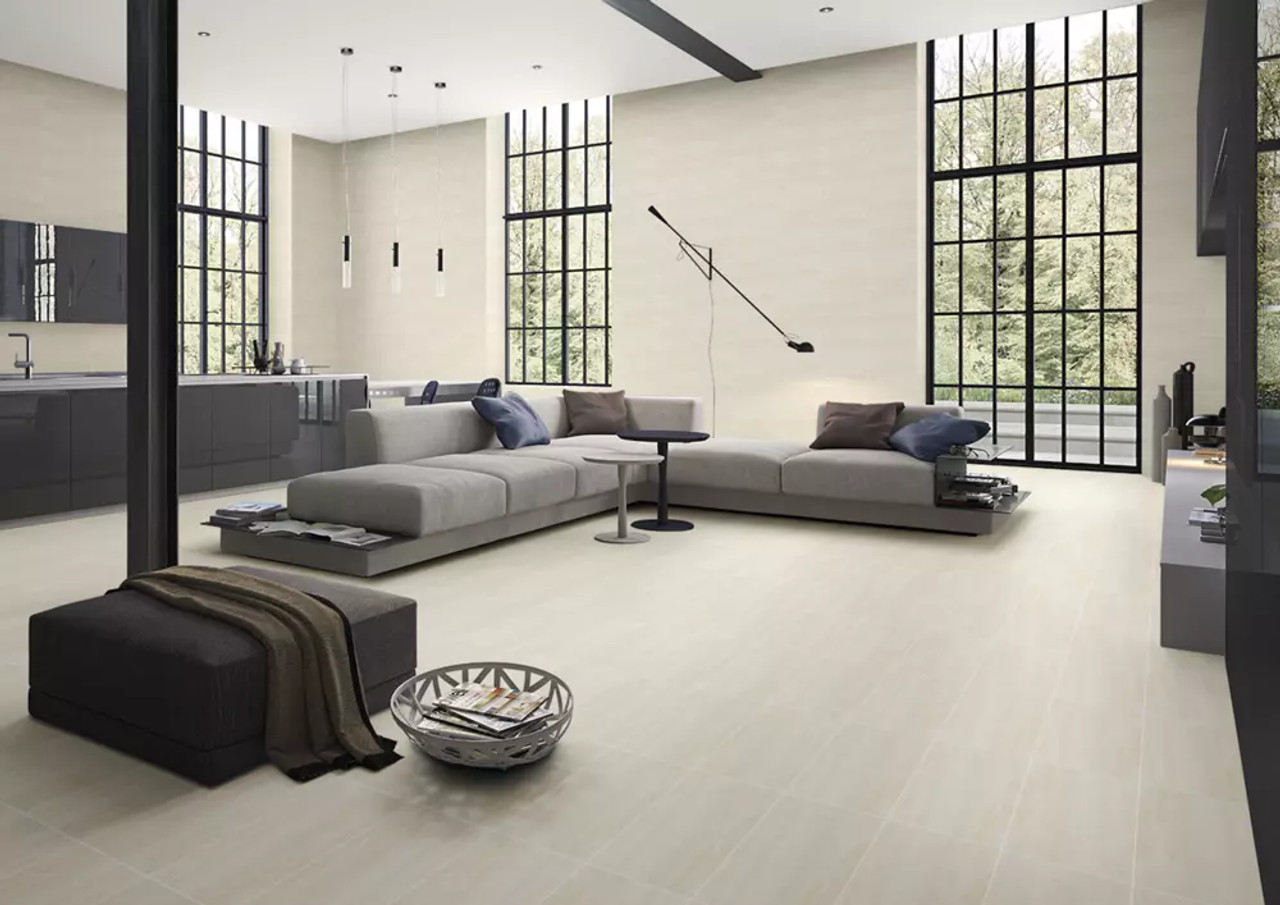 Tibur White 12" X 24" Porcelain Tile Room Scene