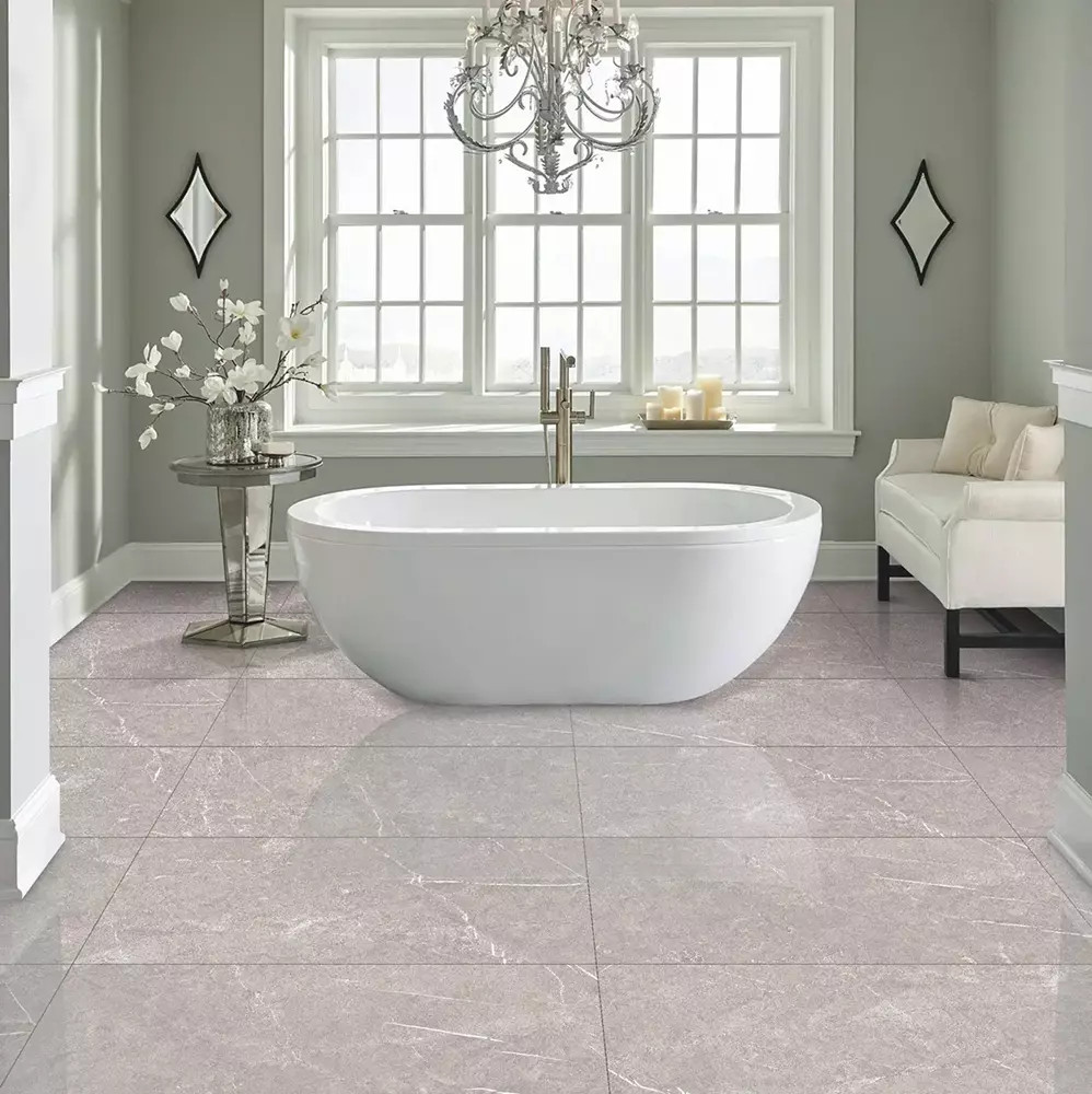 Sundara Oyster 12" X 24" Polished Porcelain Tile Room Scene