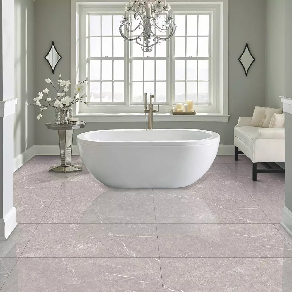 Sundara Oyster 24" X 48" Polished Porcelain Tile Room Scene