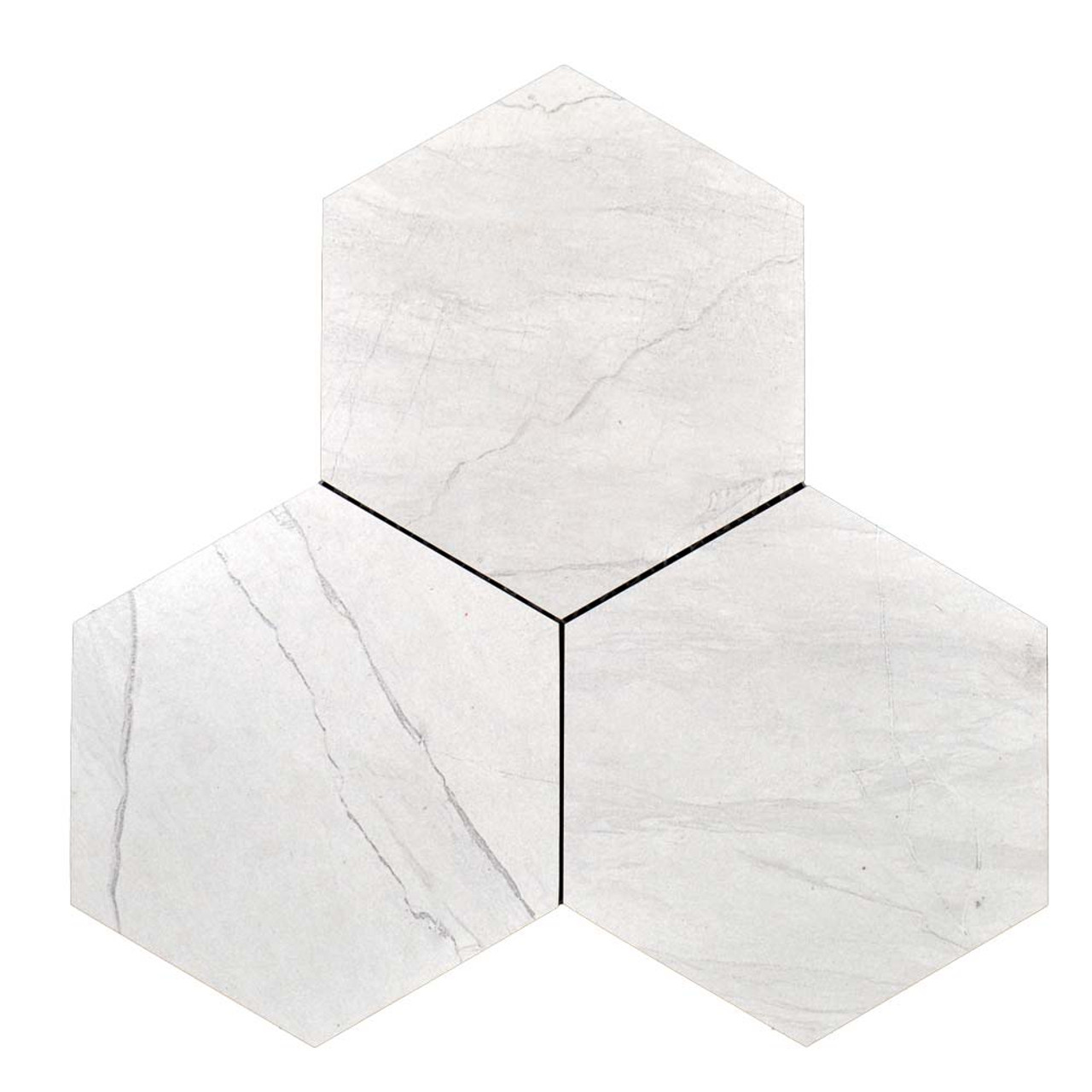 Camille White Carved 12" X 12" Porcelain 6" Hex Mosaic Tile Product Image