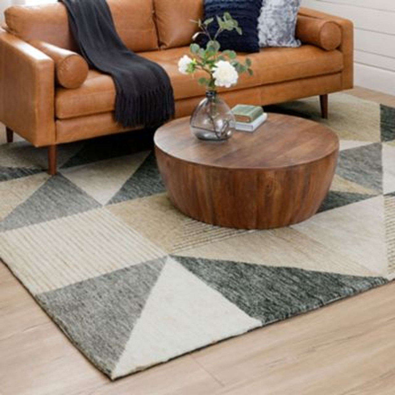 Karastan Bowen Oblique R1147-484 Tan Area Rug By Drew & Jonathan Home room scene