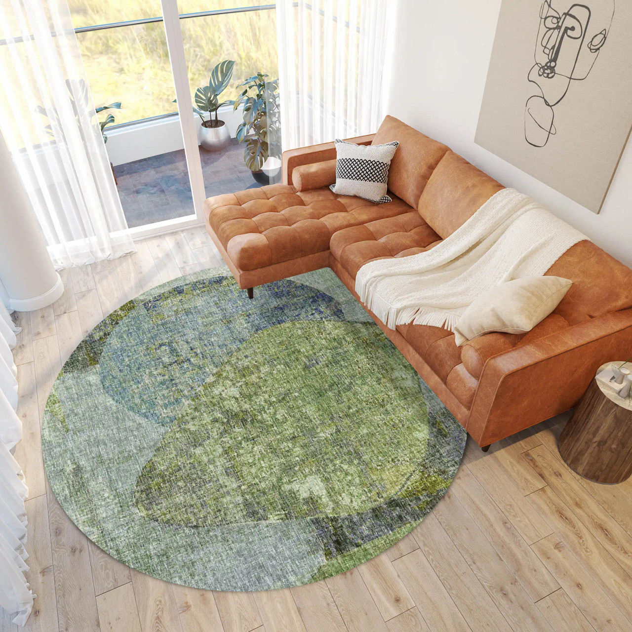 Dalyn Boca BO11 Aloe Area Round Rug Room Scene