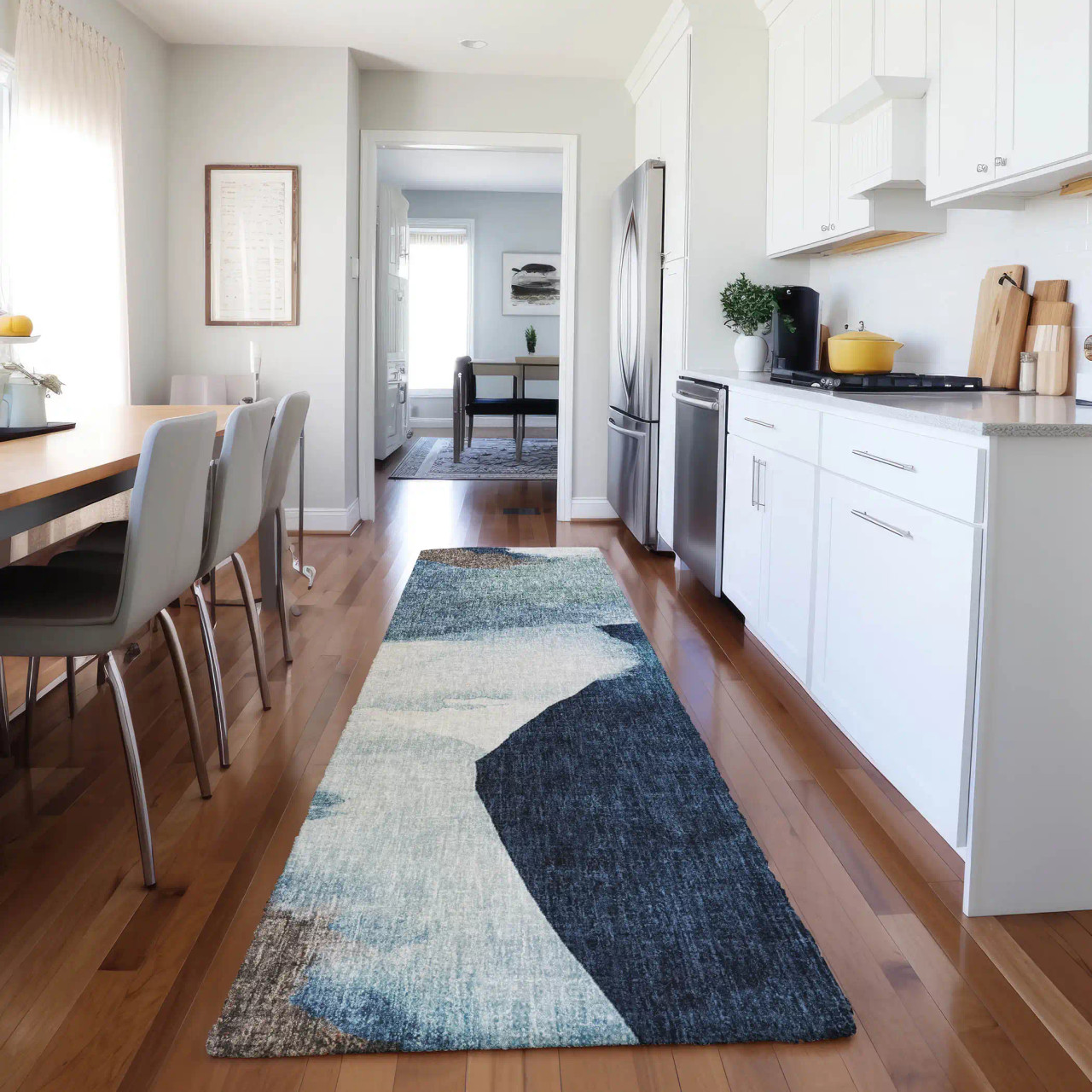 Dalyn Boca BO7 Denim Area Runner Room Scene