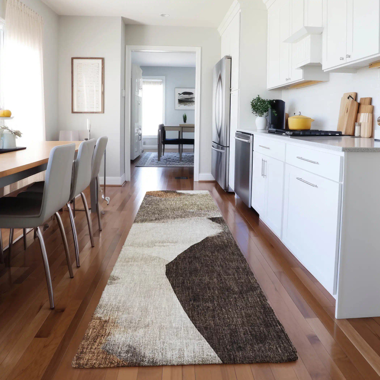 Dalyn Boca BO7 Taupe Area Runner Room Scene