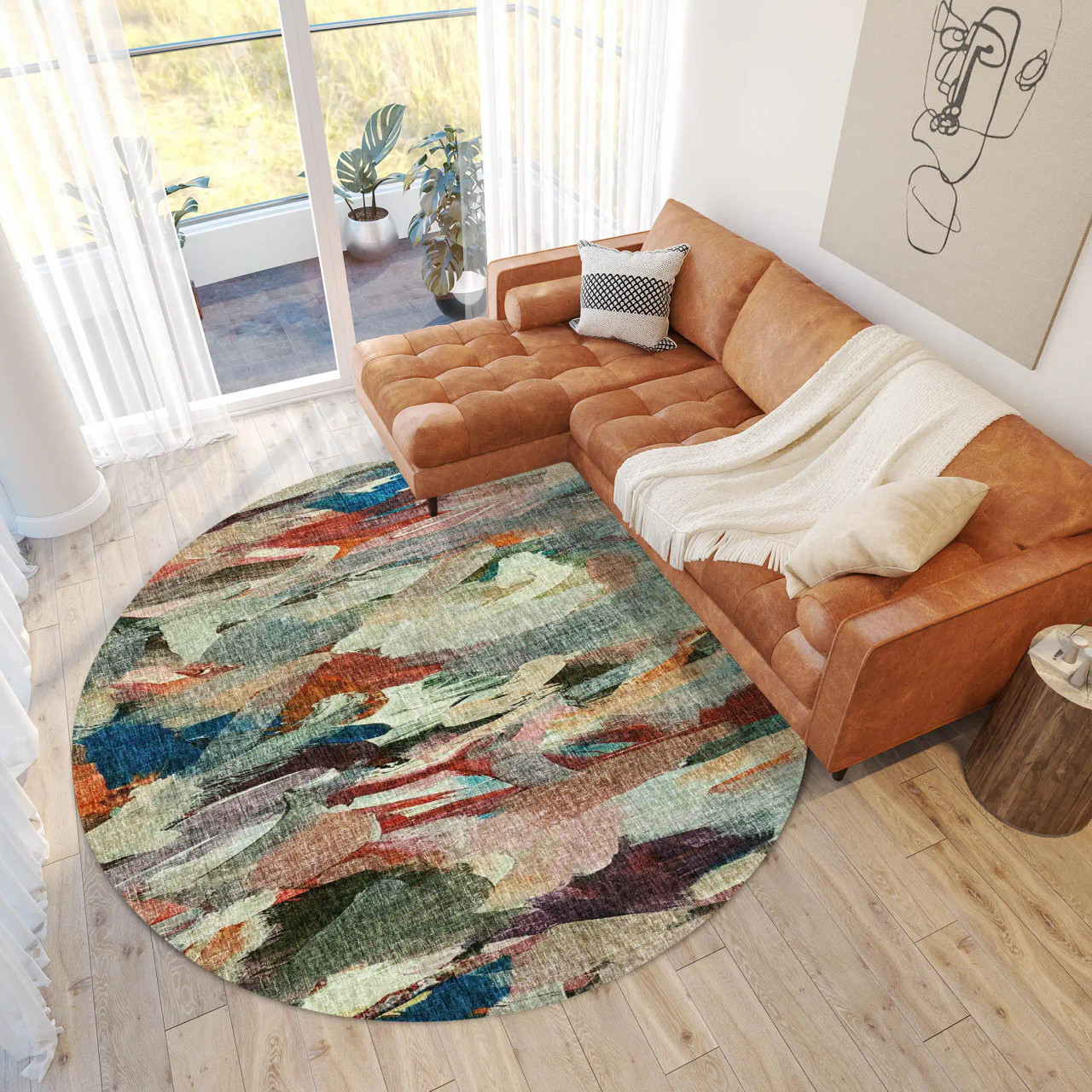 Dalyn Boca BO8 Paprika Area Round Rug Room Scene