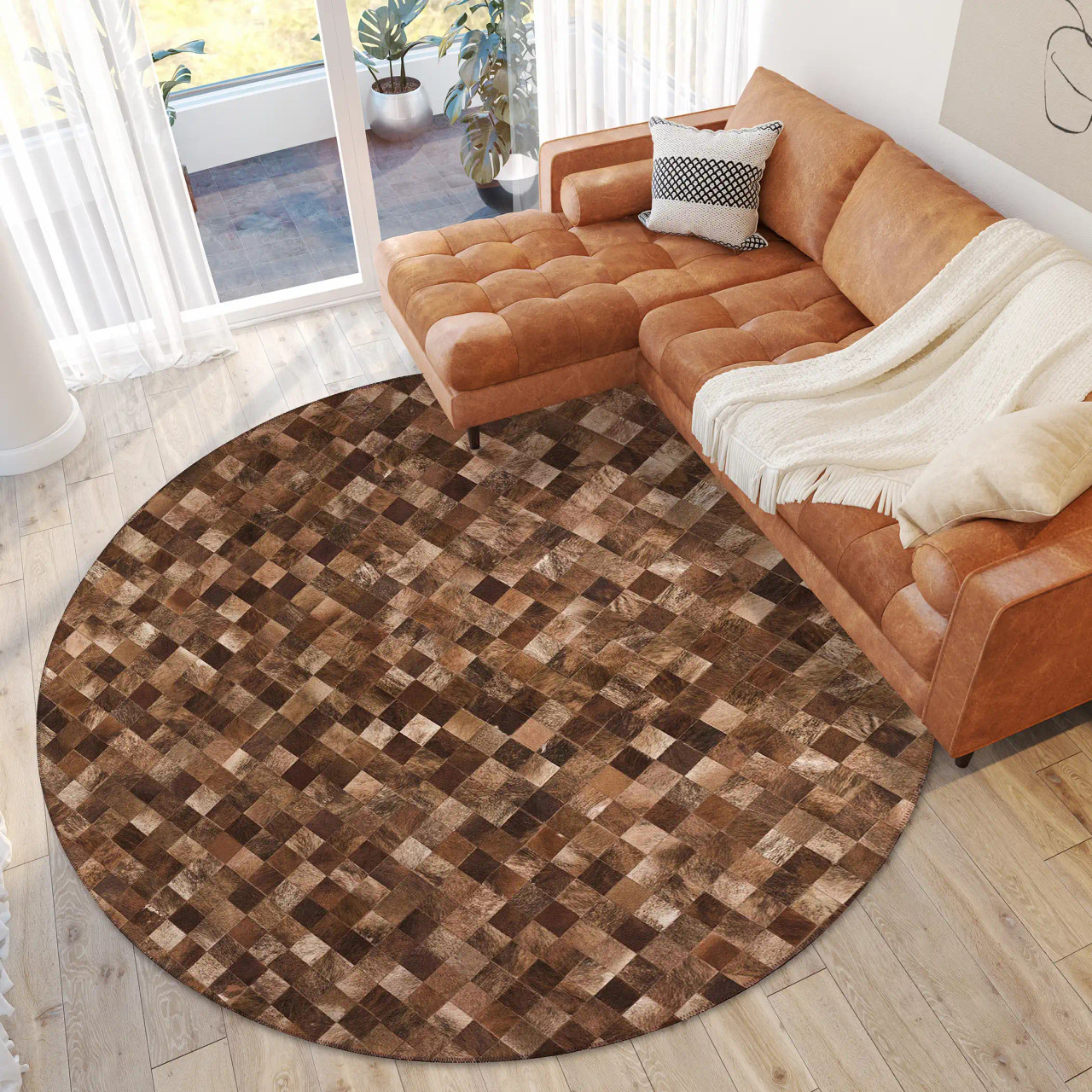 Dalyn Durango SS2 Bison Area Round Rug Room Scene