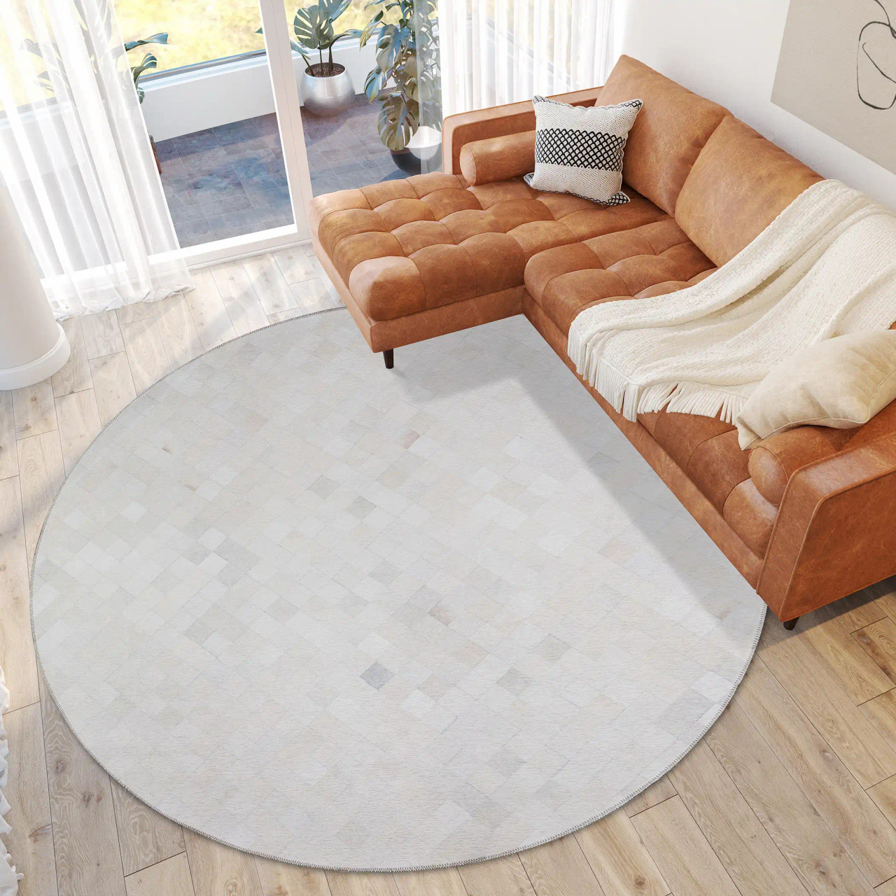 Dalyn Durango SS2 Linen Area Round Rug Room Scene