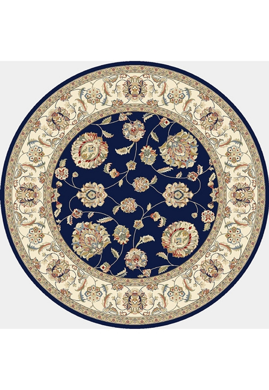 Ancient Garden 57365-3464 Blue/Ivory  (34 Navy) Round Area Rug
