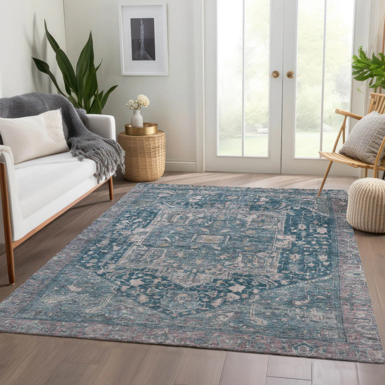 Dalyn Solace SL14 Blue Area Rug Room Scene