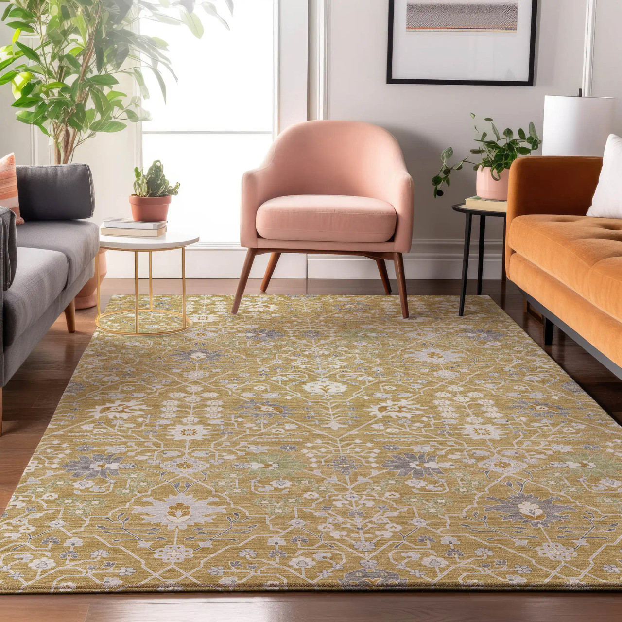 Dalyn Tabrook TB12 Gold Area Rug Room Scene