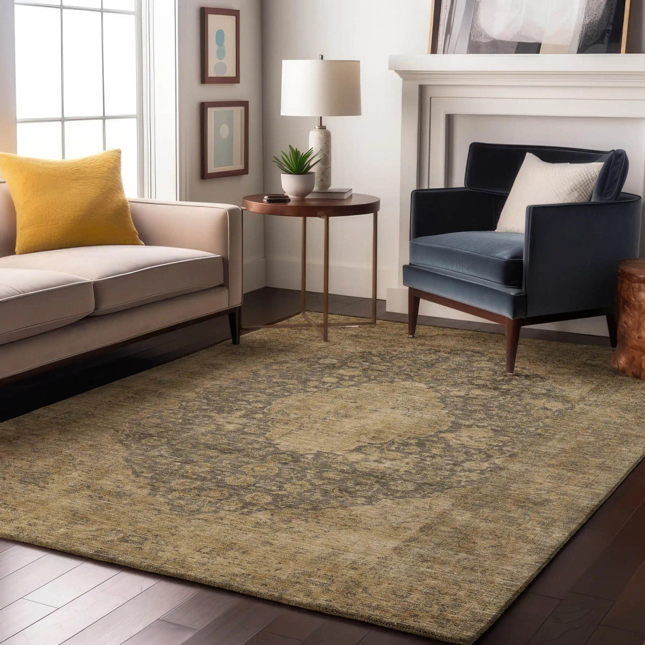Dalyn Tabrook TB13 Mocha Area Rug Room Scene 2