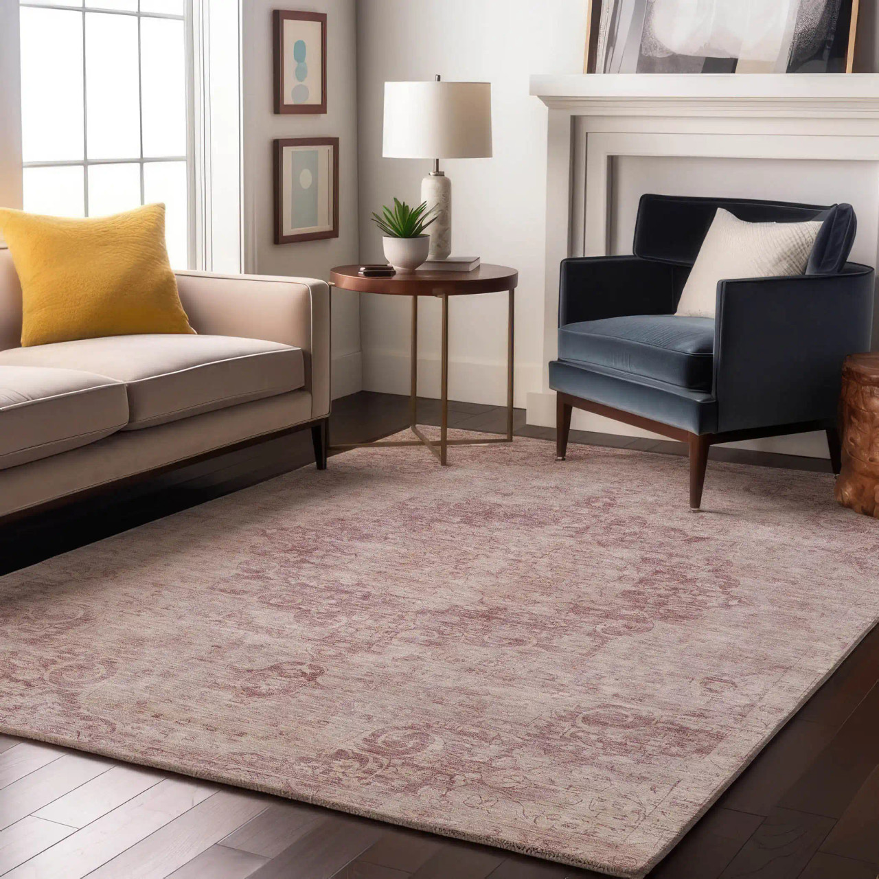 Dalyn Tabrook TB5 Pink Area Rug Room Scene 2