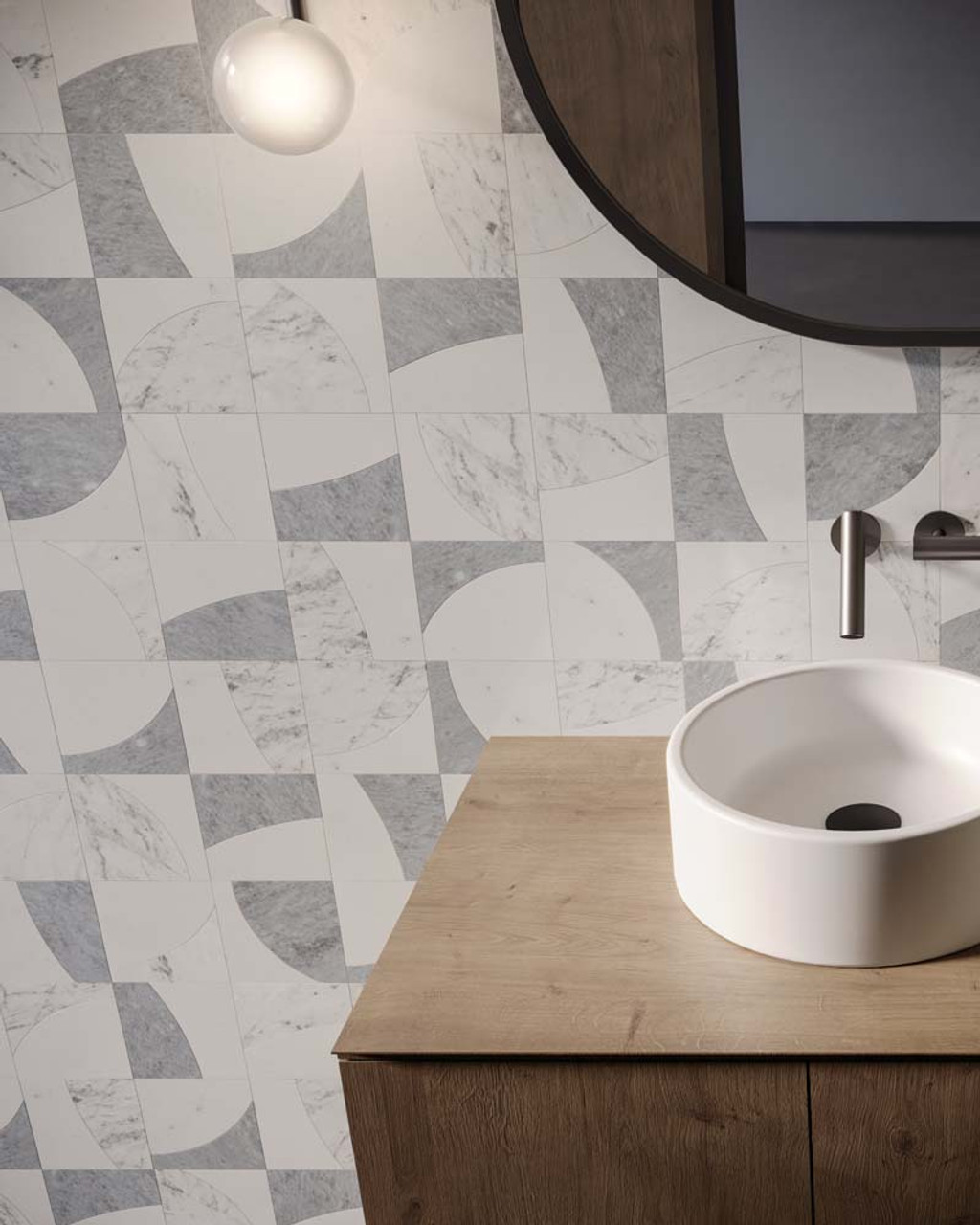 Utopio Eclypse 12x24 Mosaic Honed 5001-0407-0 Dove Tile Room Scene