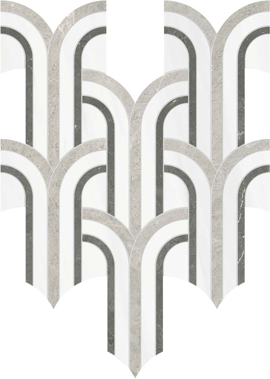 Utopio Florence 11x12 Mosaic Honed W/ Polished Accents 5001-0397-0 Mist Tile