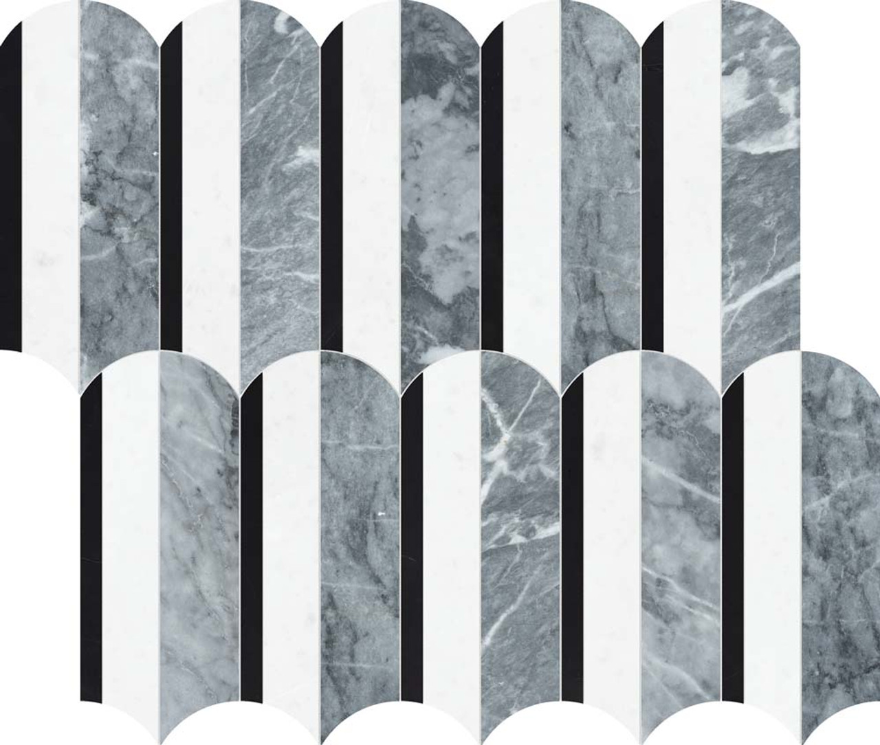 Utopio Hydros 10x12 Mosaic Polished W/ Honed Accents 5001-0401-0 Monochromo Tile