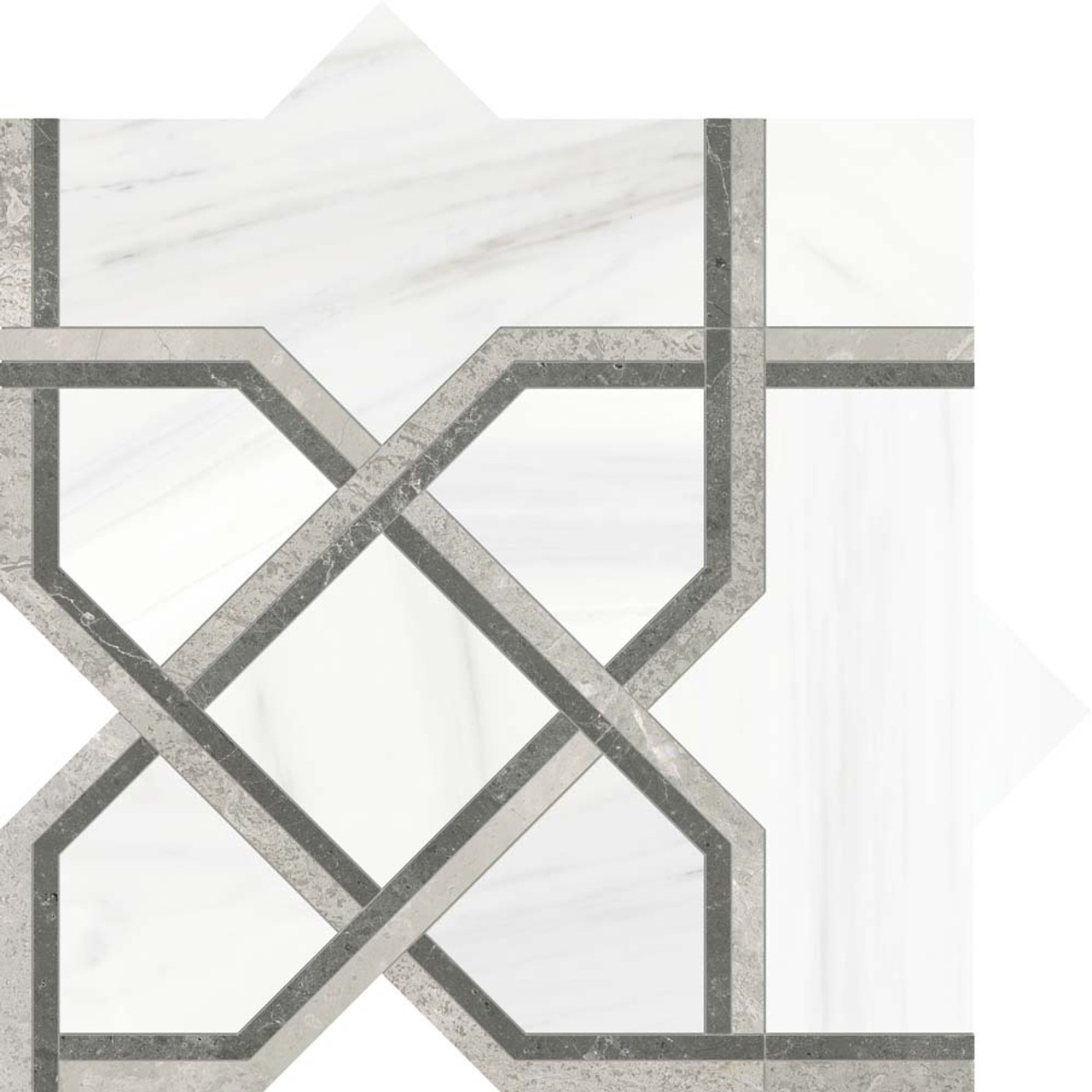 Utopio Madina 10x10 Mosaic Honed W/ Polished Accents 5001-0385-0 Mist Tile
