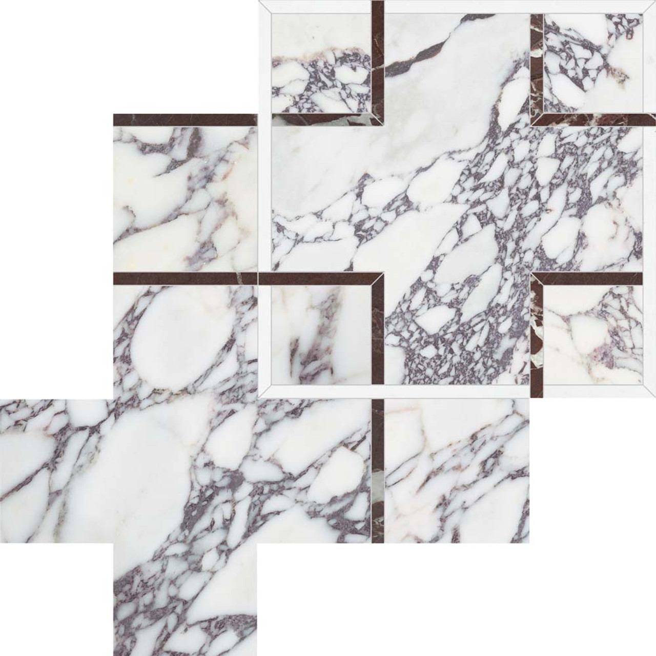 Utopio Schema 11x11 Mosaic Honed W/ Polished Accents 5001-0381-0 Orchid Tile