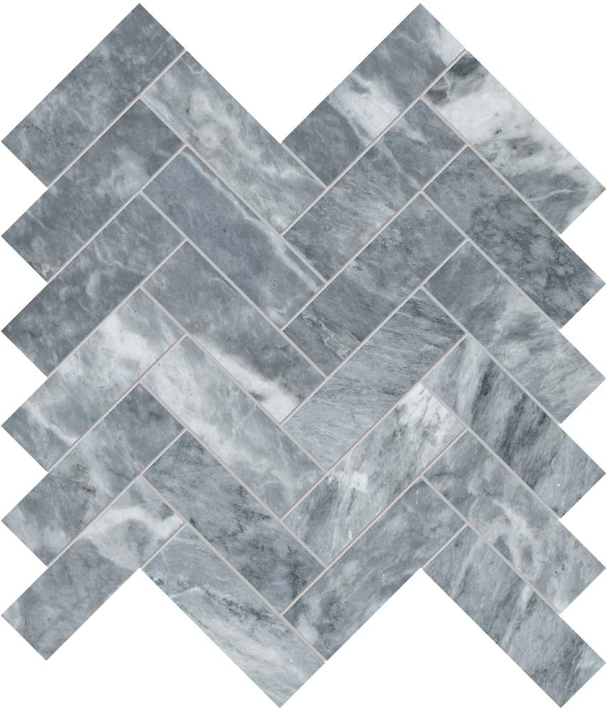 Marble 1X4 Herringbone Mosaic Brushed 5001-0254-0 Aqua Intenso Tile