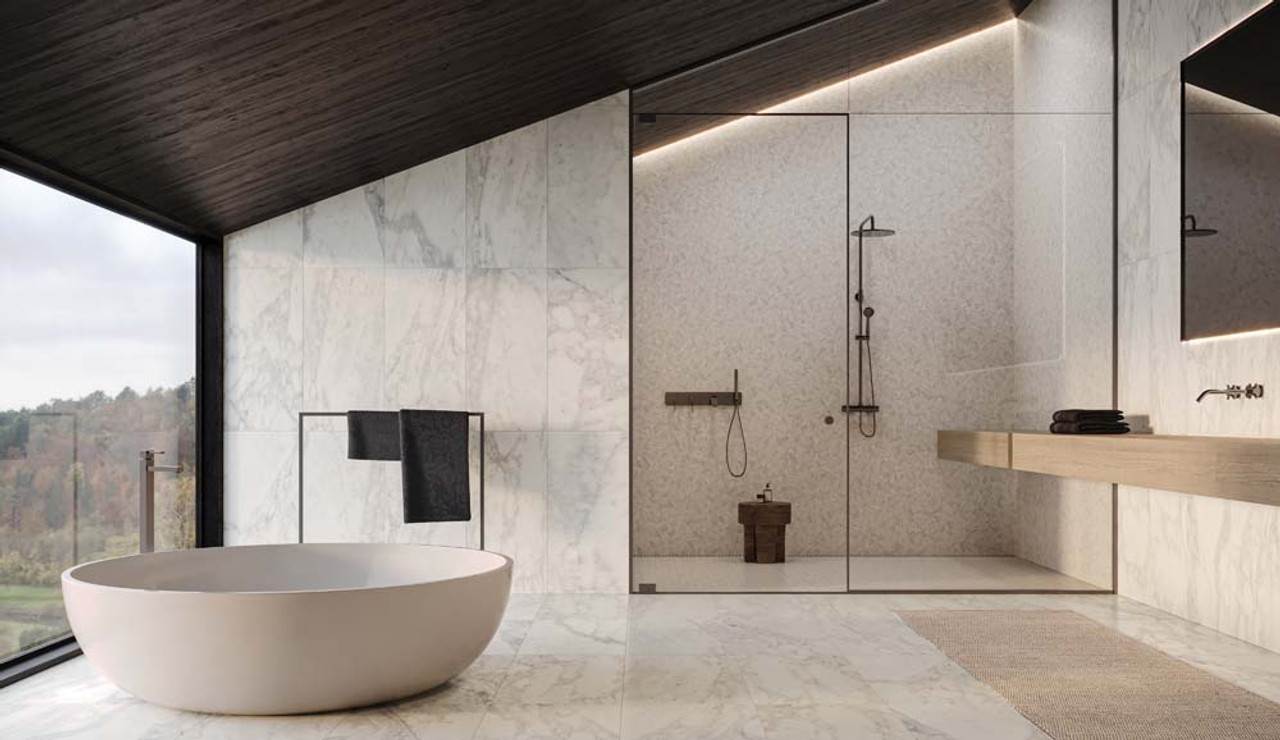 Marble 18X36 Honed 5000-0574-0 Cromo Bianco Tile Room Scene