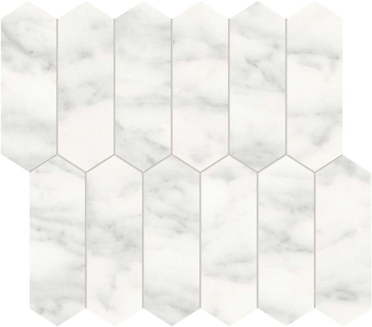 Marble 2X6 Picket Mosaic Honed 5001-0286-0 Cromo Bianco Tile