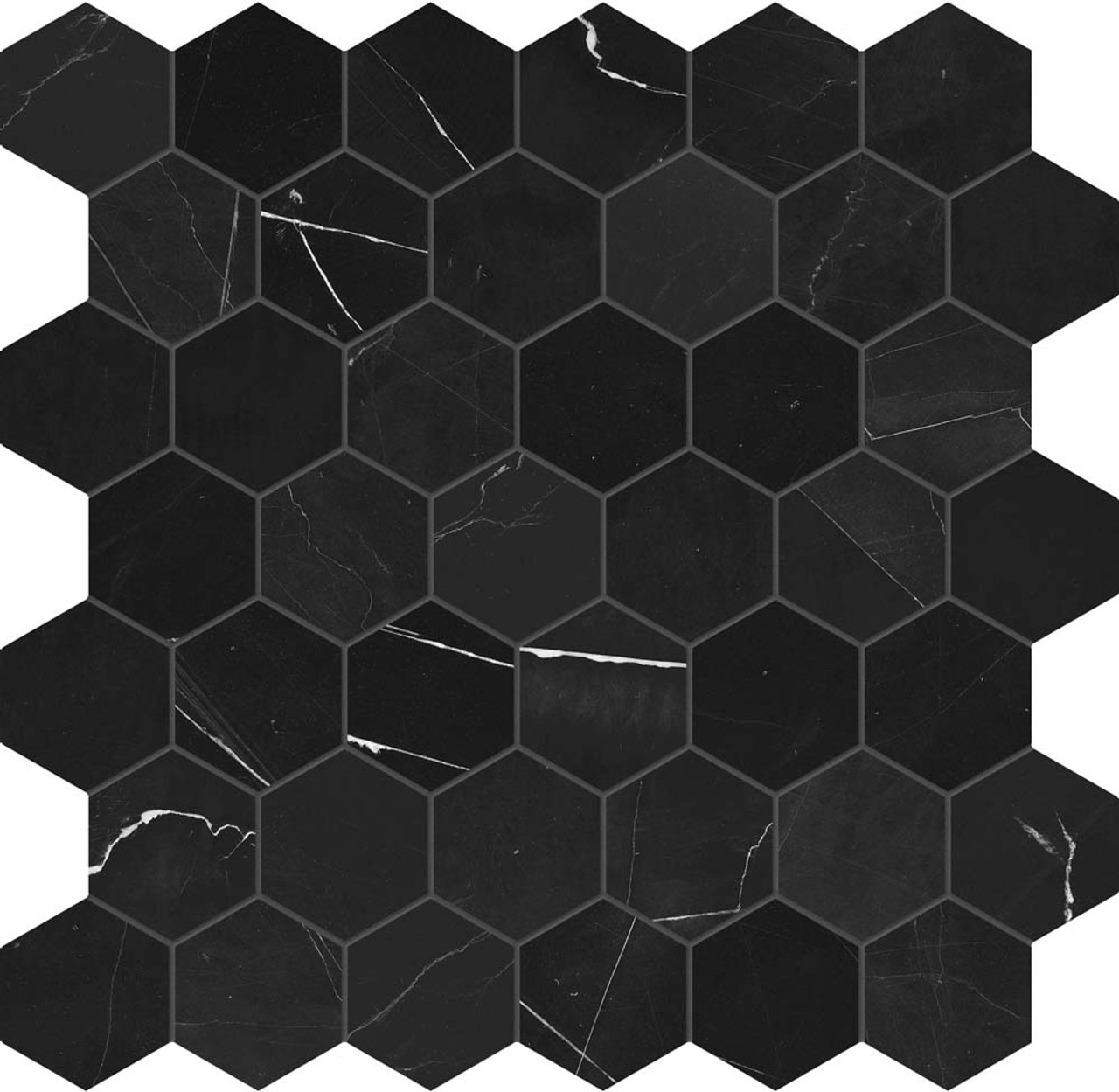 Marble 2" Hex Mosaic Polished 5001-0301-0 Galaxia Nero Tile