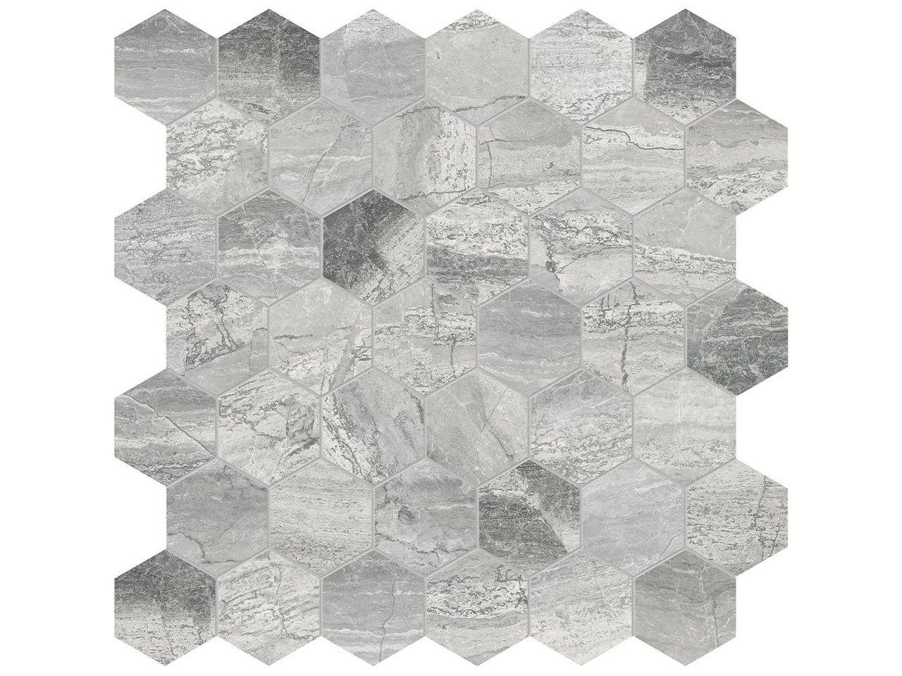 Marble 2" Hex Mosaic Honed 5001-0324-0 Volcana Notte Tile