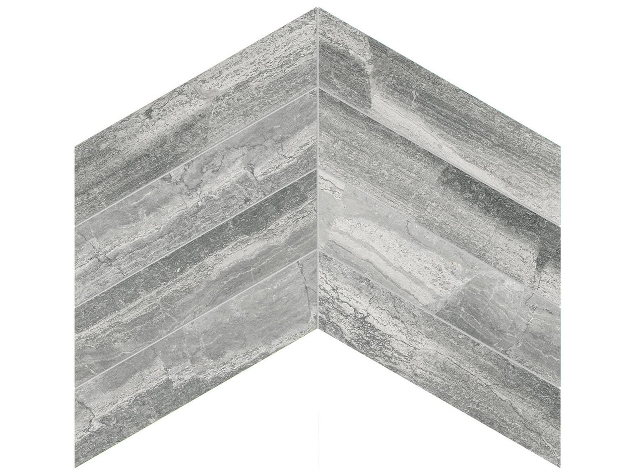 Marble 2"x8.5" Chevron Mosaic Honed 5001-0325-0 Volcana Notte Tile