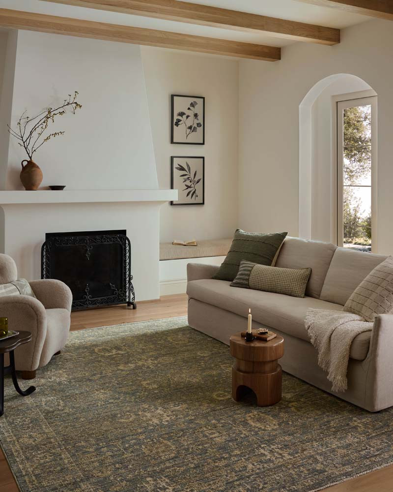 Loloi Priscilla PRL-02 Olive Sand Area Rug Room Scene