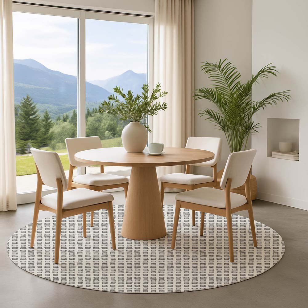 Dalyn The Reserve TR4 Gray Area Rug Round Room Scene