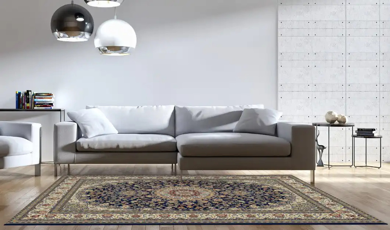 DaVinci Nain 34 Navy Area Rug Room Scene