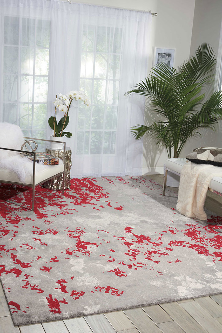 Nourison Twilight TWI21 Grey Red Area Rug Room Scene