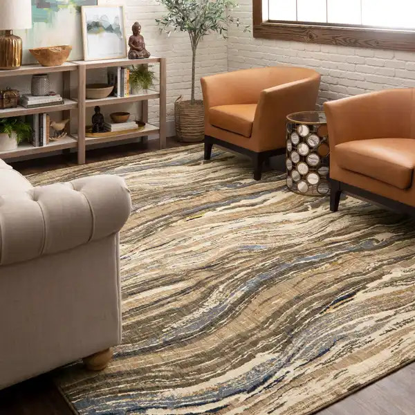 Karastan Enigma 90968-90116 Continuum Smokey Gray Area Rug Room Scene