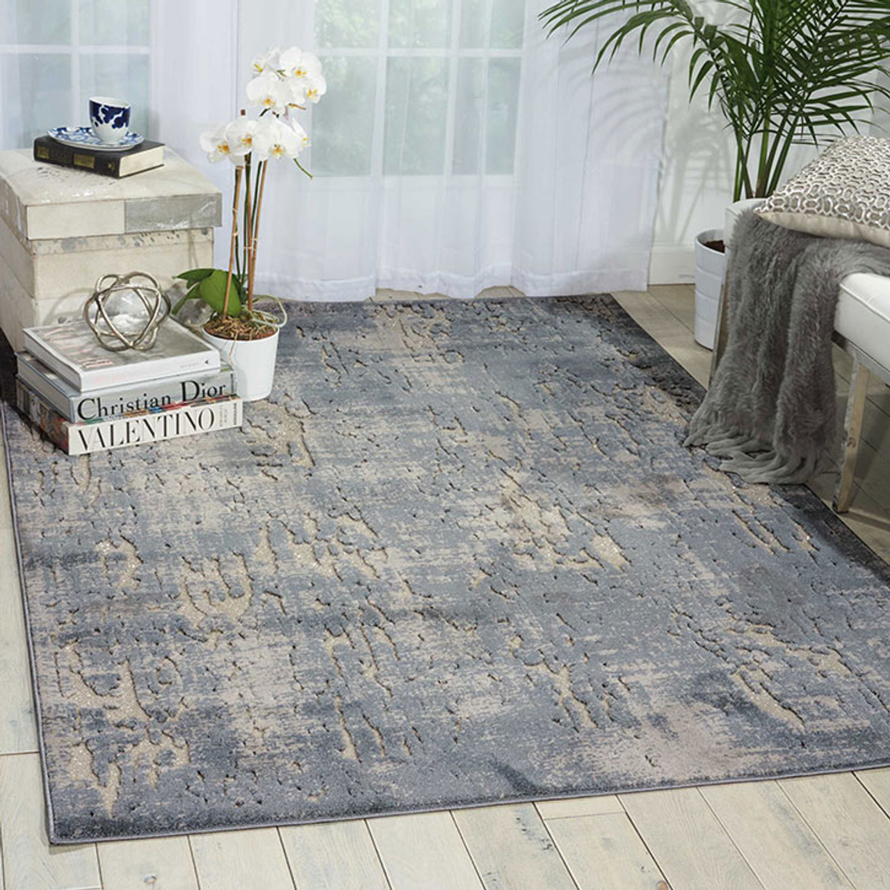 Nourison Gleam MA602 Slate Area Rug Room Scene