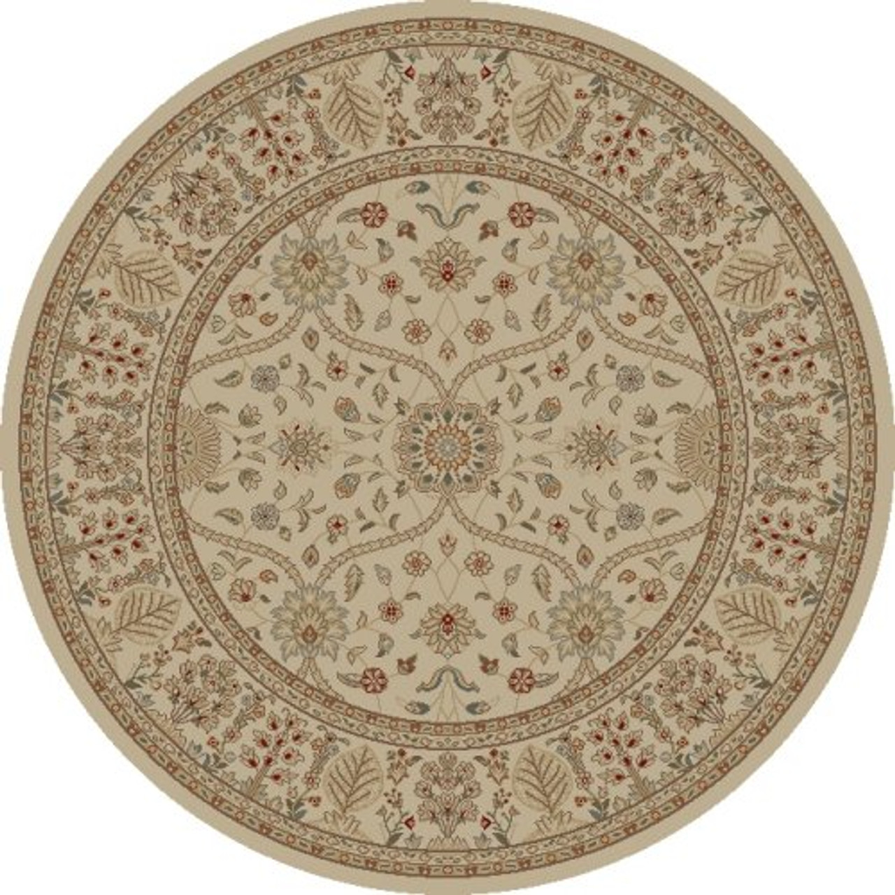 Jewel 4901 Voysey Ivory Round Area Rug by Concord Global Trading
