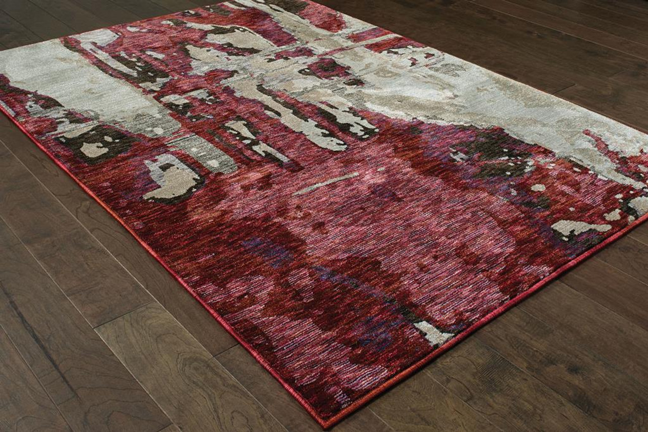 Oriental Weavers Evolution 8028B Red/ Beige Area Rug on Angle