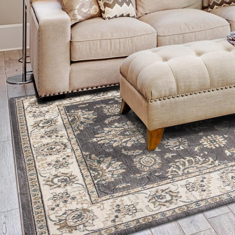 Kas Avalon 5608 Grey/Ivory Kashan Area Rug - Carpetmart.com