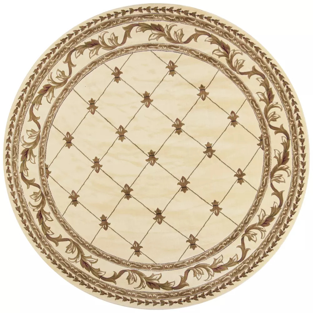Corinthian 5318 Ivory Fleur-de-Lis Round Area Rug