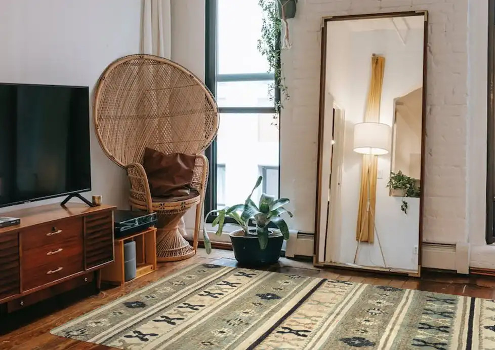 Loloi Owen OW-01 Aqua/Ink Area Rug Room Scene