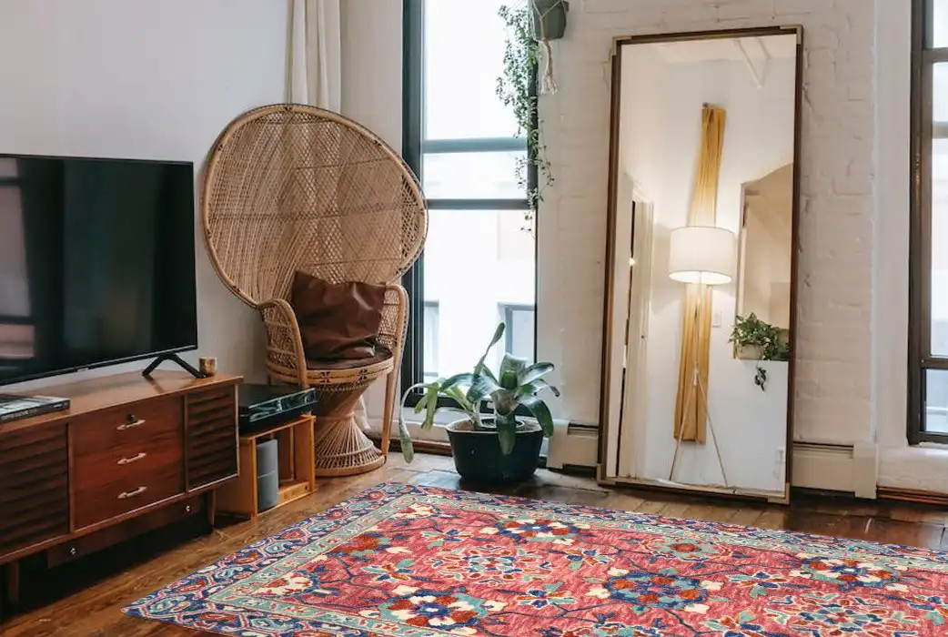 Loloi Zharah ZR-03 Rose/Denim Area Rug Room Scene