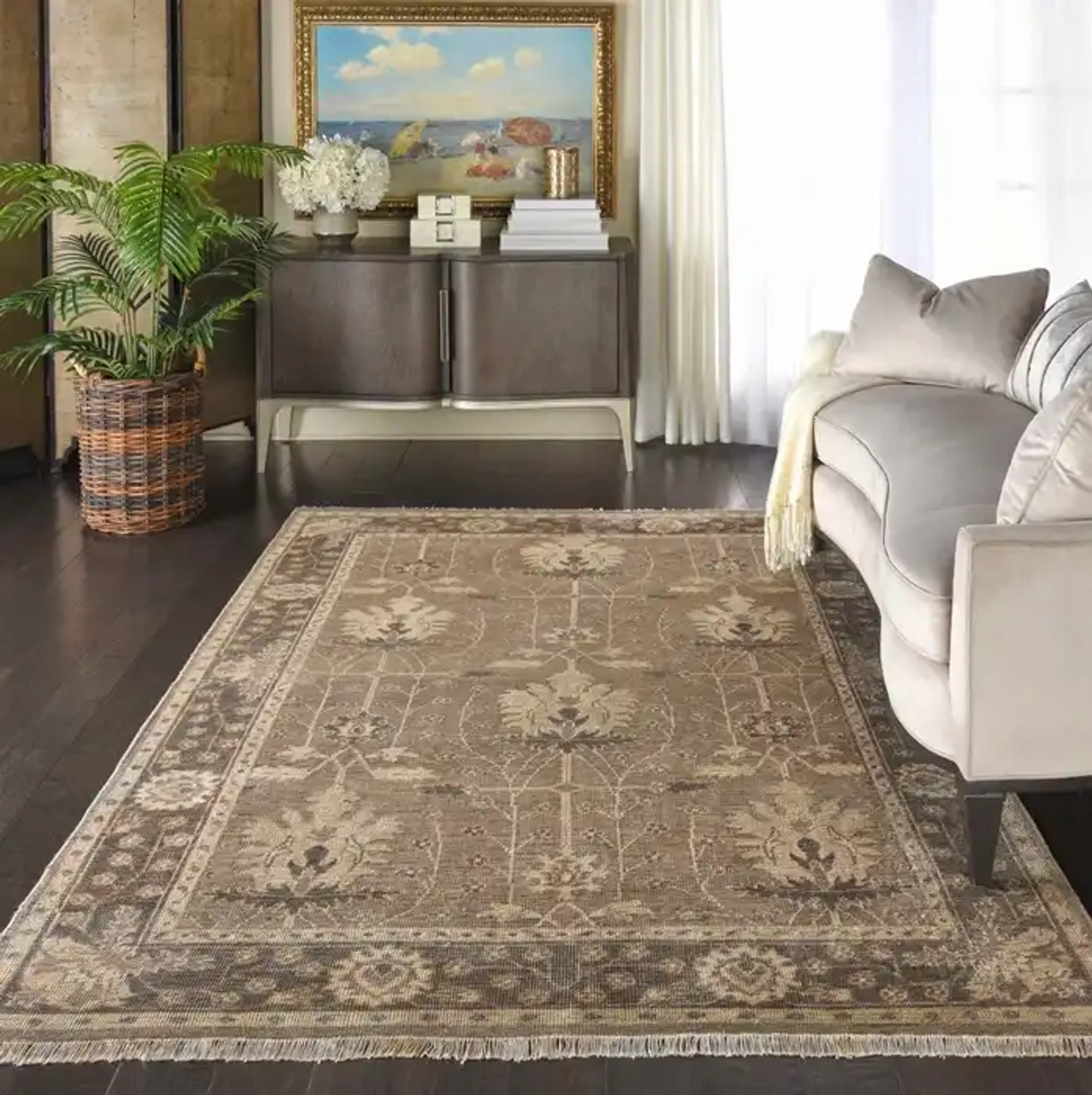 Nourison Aldora ALD03 Opal/Grey Area Rug Room Scene