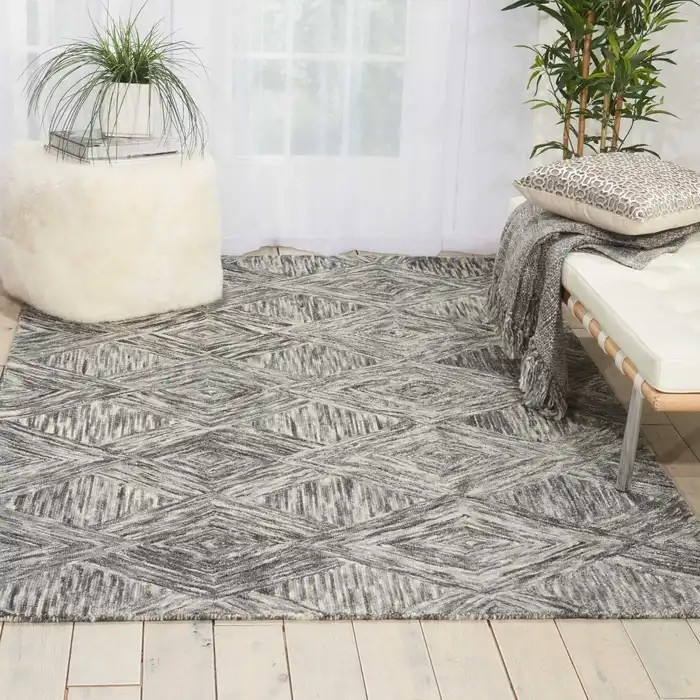 Nourison Interlock ITL01 Charcoal Area Rug Room Scene