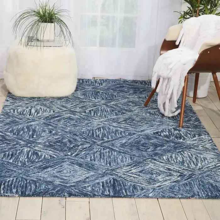 Nourison Interlock ITL01 Denim Area Rug Room Scene