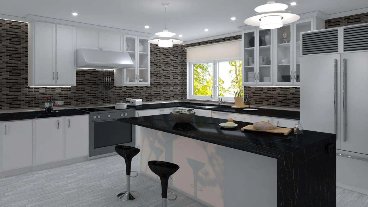 GTS142 Grand Turret Grey Truth Mosaic Tile Room Scene