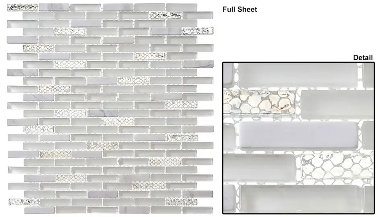 J603 Jewel White Diamond Mosaic Tile Product Image