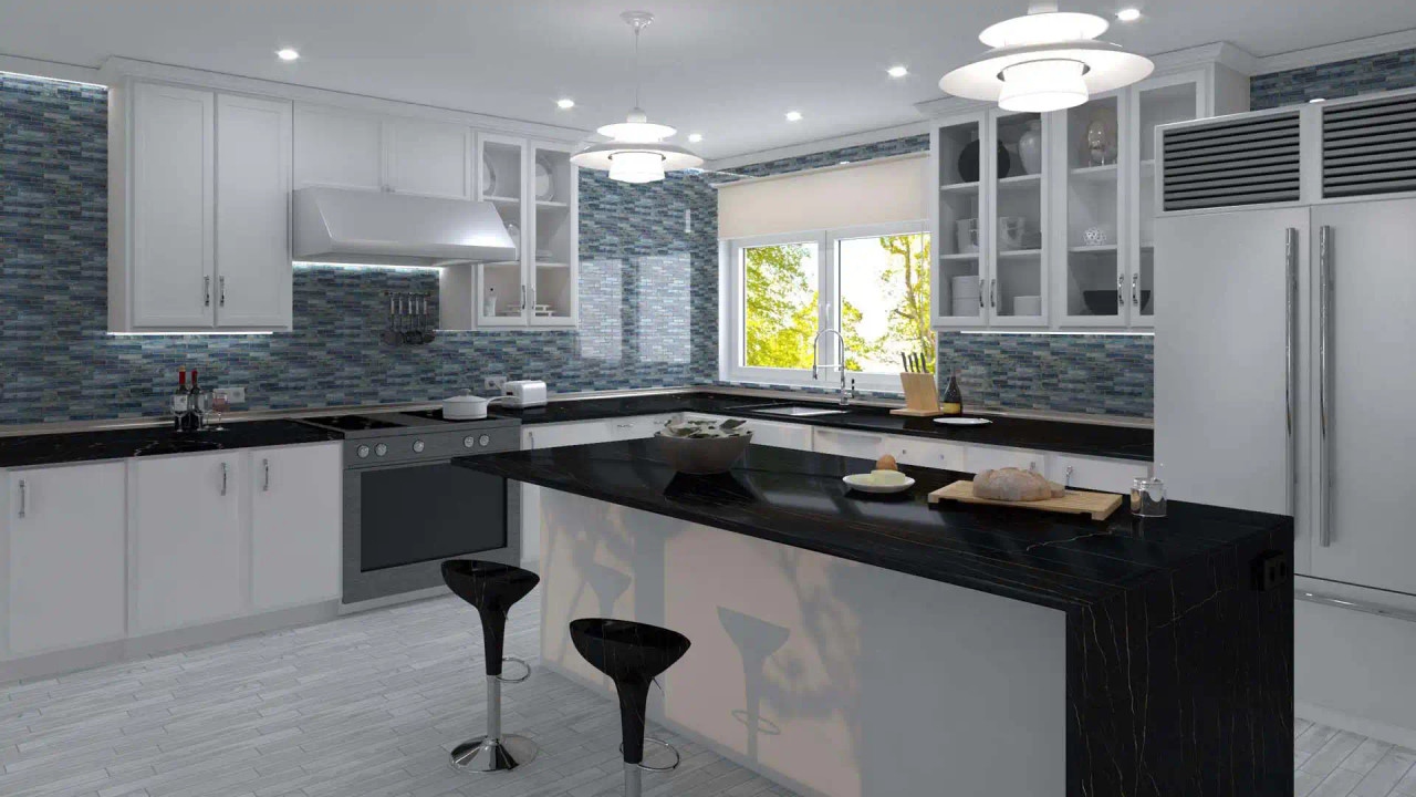 OCS172 Oceania Cobalt Sea Mosaic Tile Room Scene OCS172 Oceania Cobalt Sea Mosaic Tile Room Scene