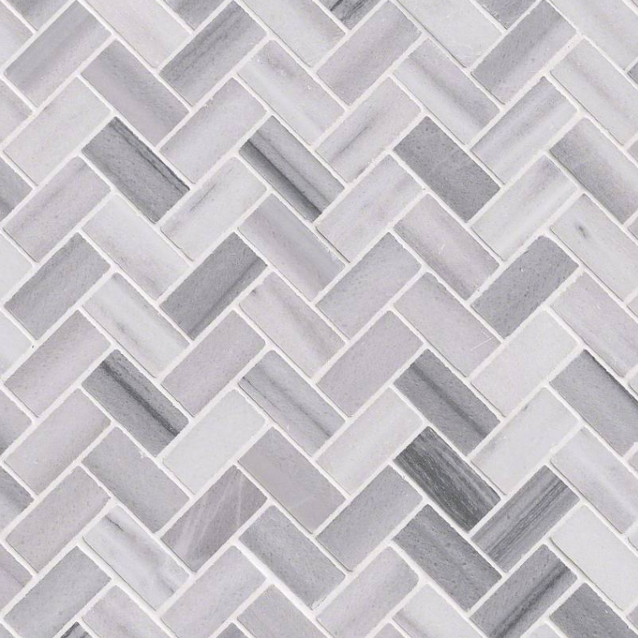 Marmara White Bergamo 10MM Herringbone Polished Mosaic Tile